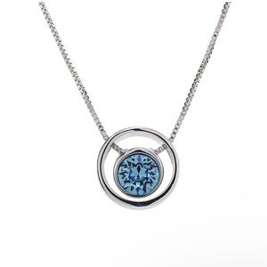 Silver women’s Necklace with a stunning floating blue gemstone